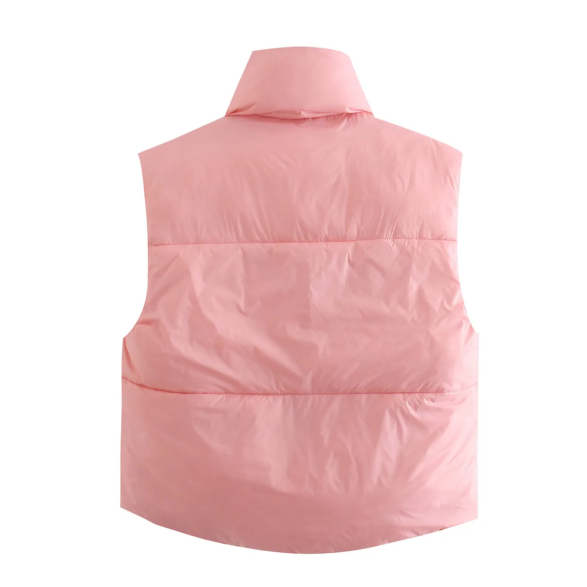 Double-Sided Cotton Vest Autumn Winter Hit  Style Street Fashion Short Sleeve Stand Collar Zipper Closure Women's Cotton Vest display picture 12