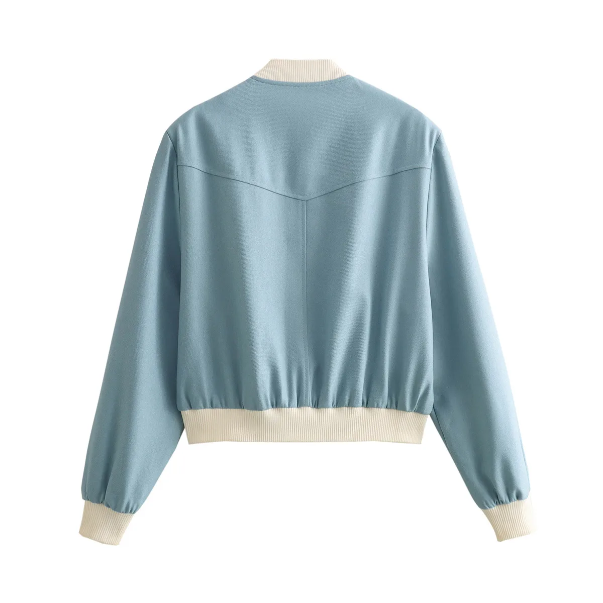 Women's Casual Double Pocket Stand Collar Motorcycle Flight Jacket Outerwear Color Block Long Sleeve Oversized Baseball Vest display picture 7