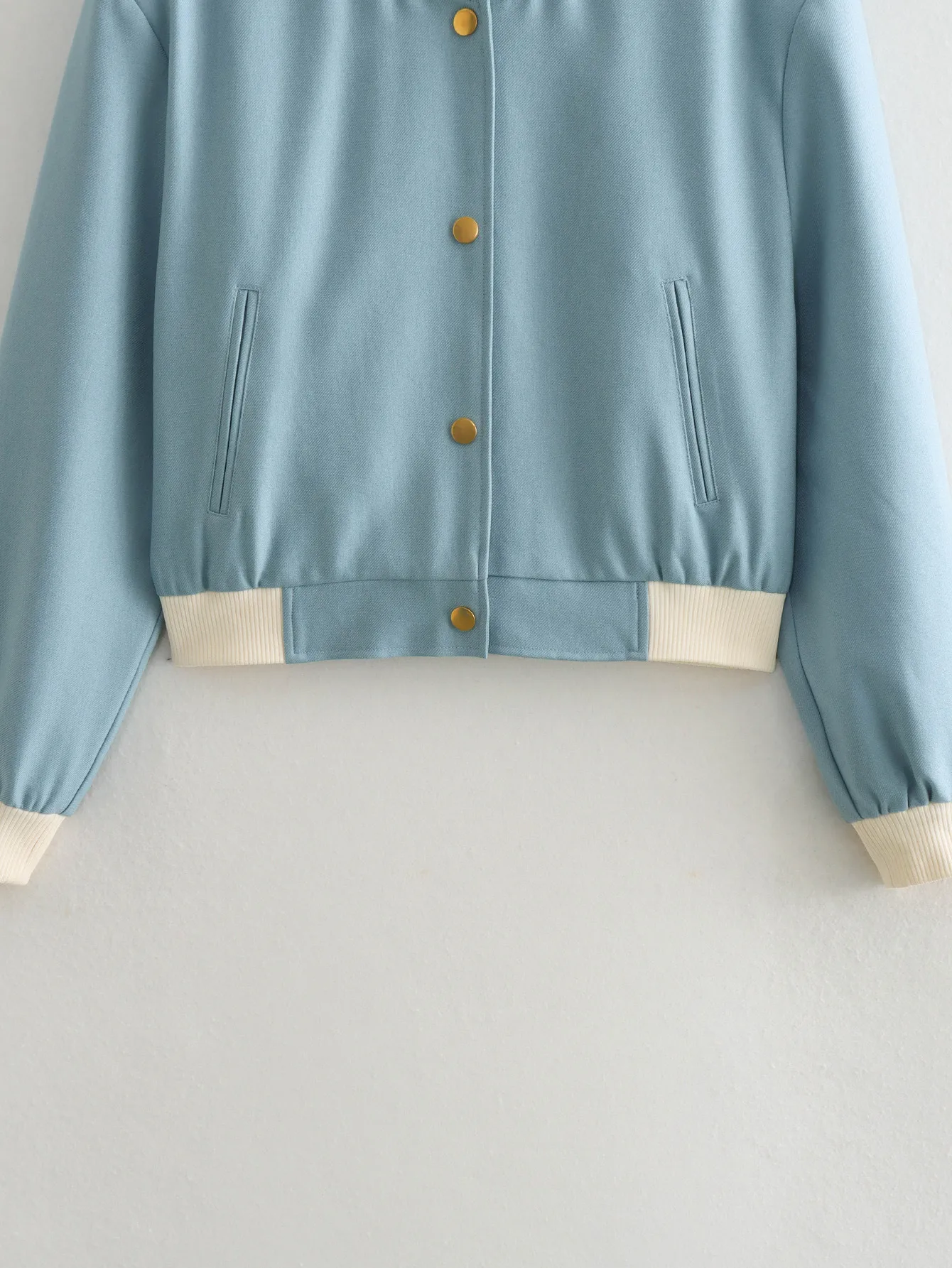 Women's Casual Double Pocket Stand Collar Motorcycle Flight Jacket Outerwear Color Block Long Sleeve Oversized Baseball Vest display picture 9