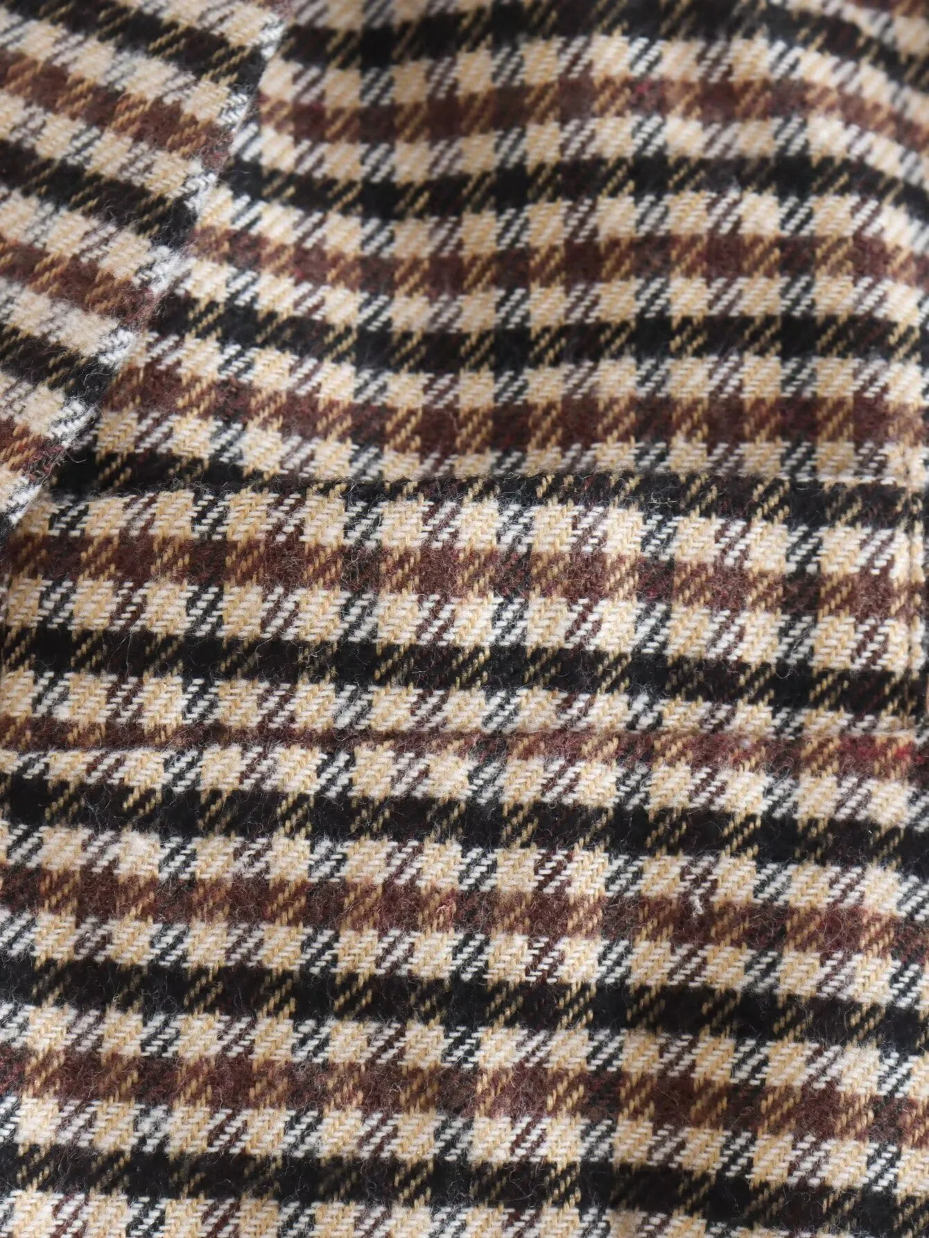 European Style Women's Plaid Woolen Coat Flocking Design Long Sleeve V-Neck Loose Fit Commute Fashion Single Button display picture 11
