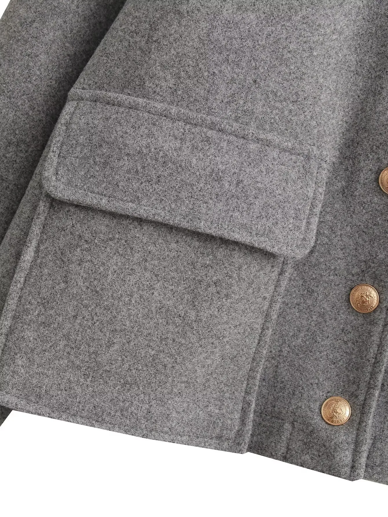 Fashionable Soft Metal Buckle Decorative Jacket Elegant Long Sleeve Short Length Polyester Women's Outerwear Pure Color display picture 9