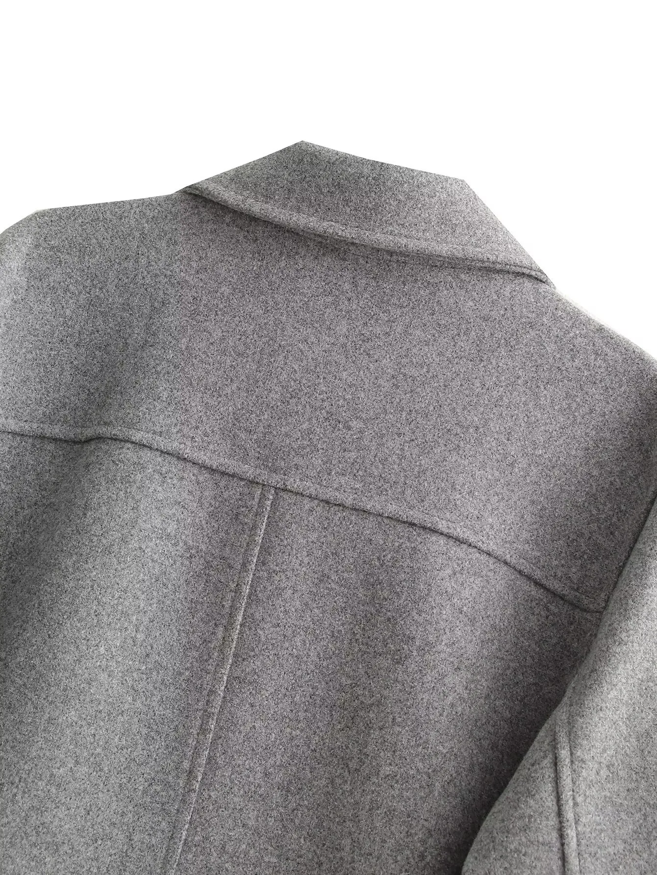 Fashionable Soft Metal Buckle Decorative Jacket Elegant Long Sleeve Short Length Polyester Women's Outerwear Pure Color display picture 12