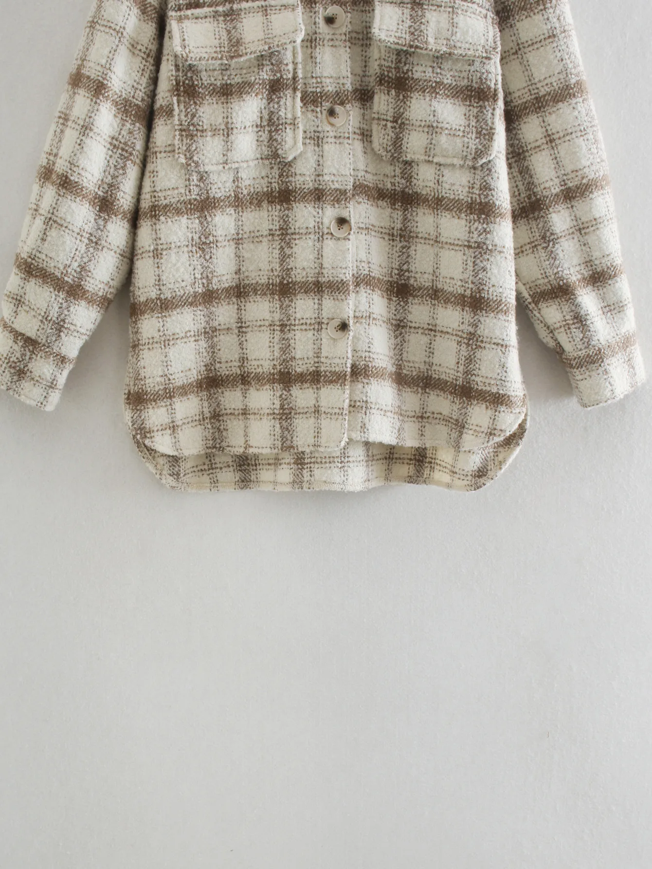 Thickened Flocking Shirt Loose Plaid  Women's Fashion Outerwear Half Open Collar Regular Sleeve Long Sleeve display picture 11