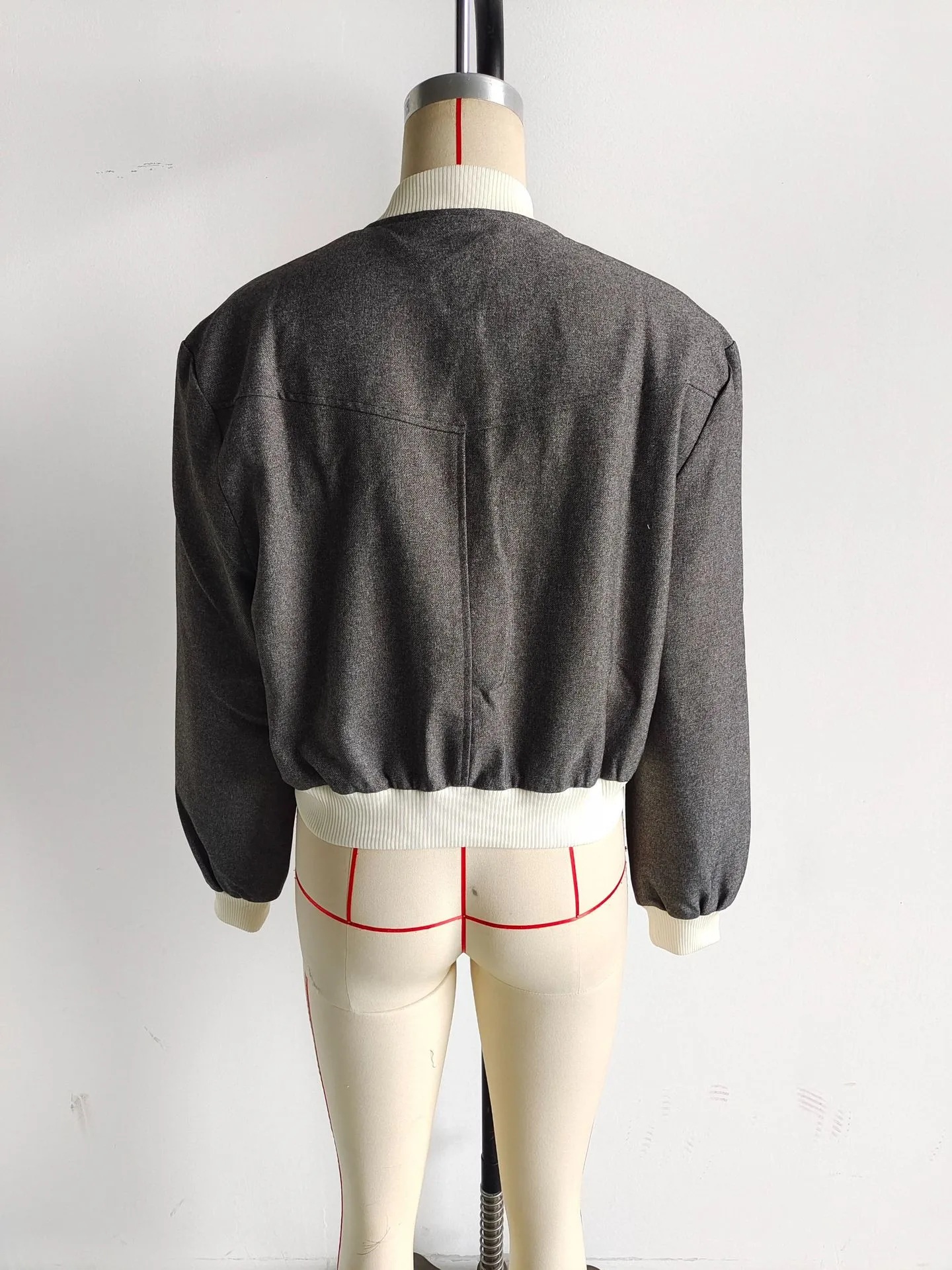 Women's Casual Double Pocket Stand Collar Motorcycle Flight Jacket Outerwear Color Block Long Sleeve Oversized Baseball Vest display picture 17