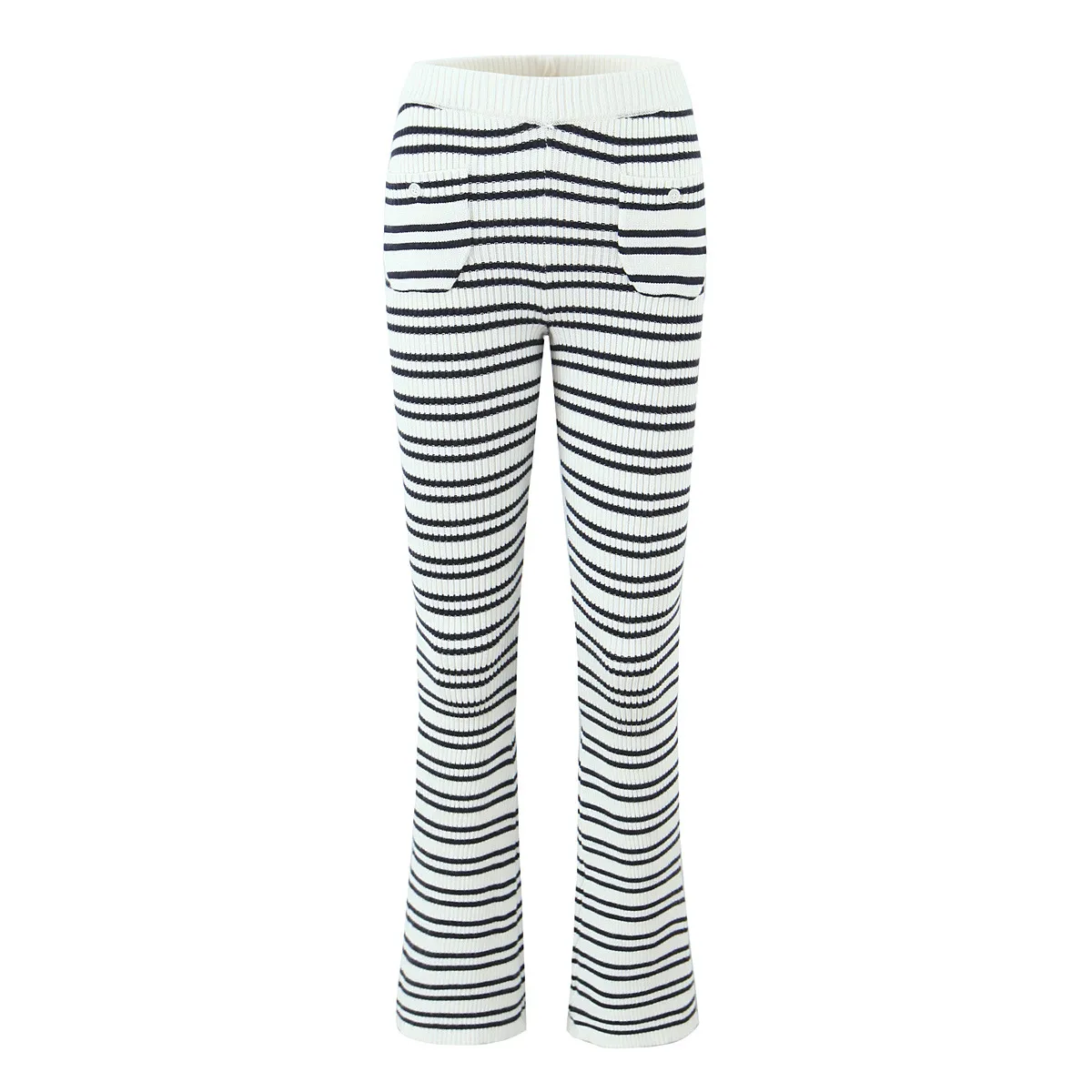 Indigo Striped Zipper Knitted Hoodie Pants Women's Fashion Casual Set Street Style High Street Polyester Fabric No Sleeve display picture 15