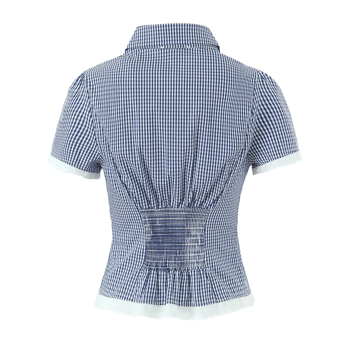 Slim Fit Plaid Set With Ruffle Wave Pattern Collar Long Sleeve Casual Fashion Women's Clothing Two Colors Available display picture 6