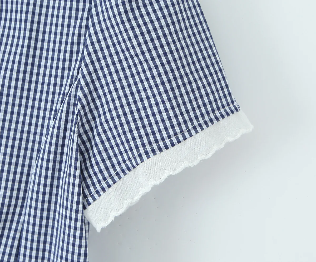 Slim Fit Plaid Set With Ruffle Wave Pattern Collar Long Sleeve Casual Fashion Women's Clothing Two Colors Available display picture 9
