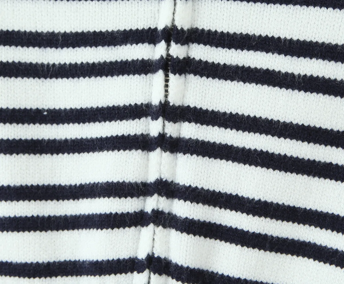Indigo Striped Zipper Knitted Hoodie Pants Women's Fashion Casual Set Street Style High Street Polyester Fabric No Sleeve display picture 11