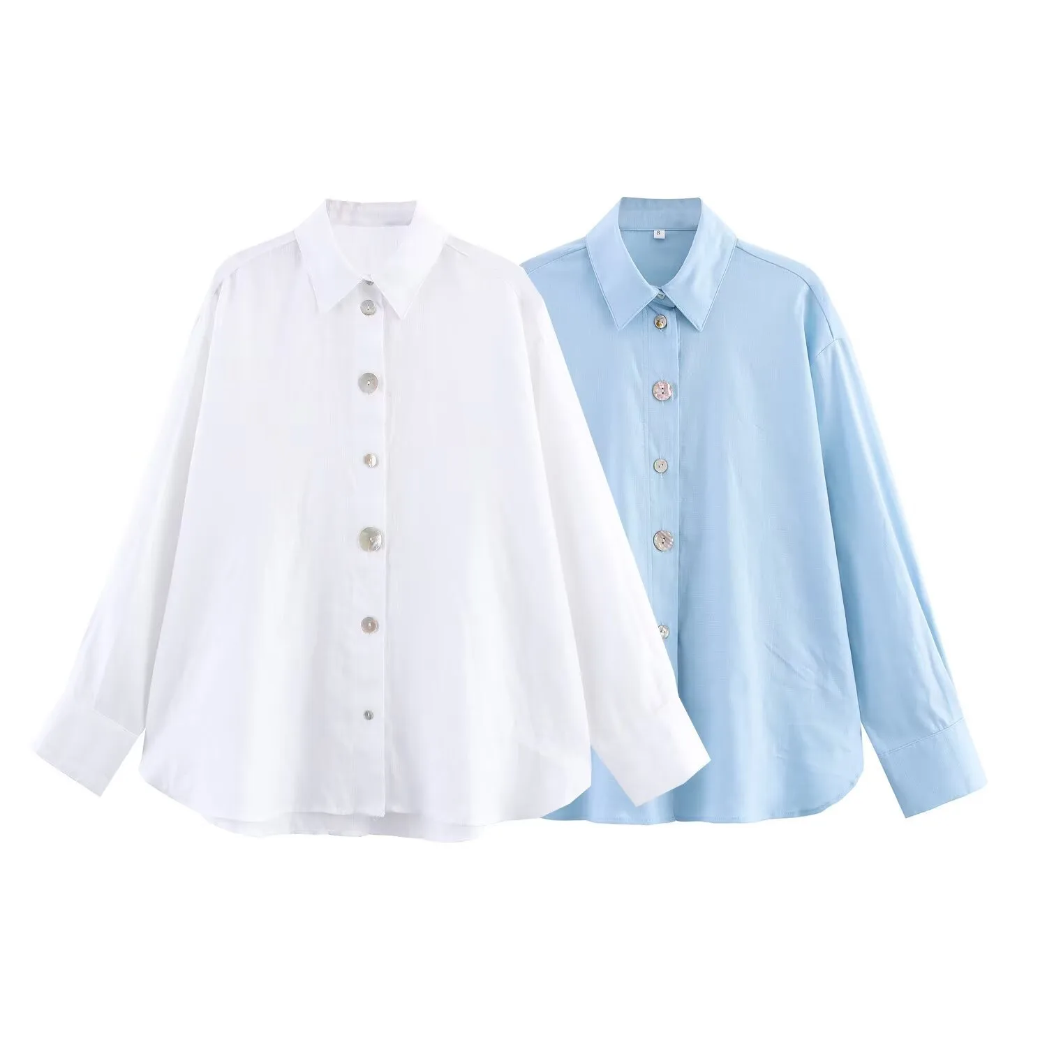 Elegant Pure Color Button Decorated Patchwork Linen Shirt  Women's Fashion Trendy Long Sleeve Shirt display picture 1