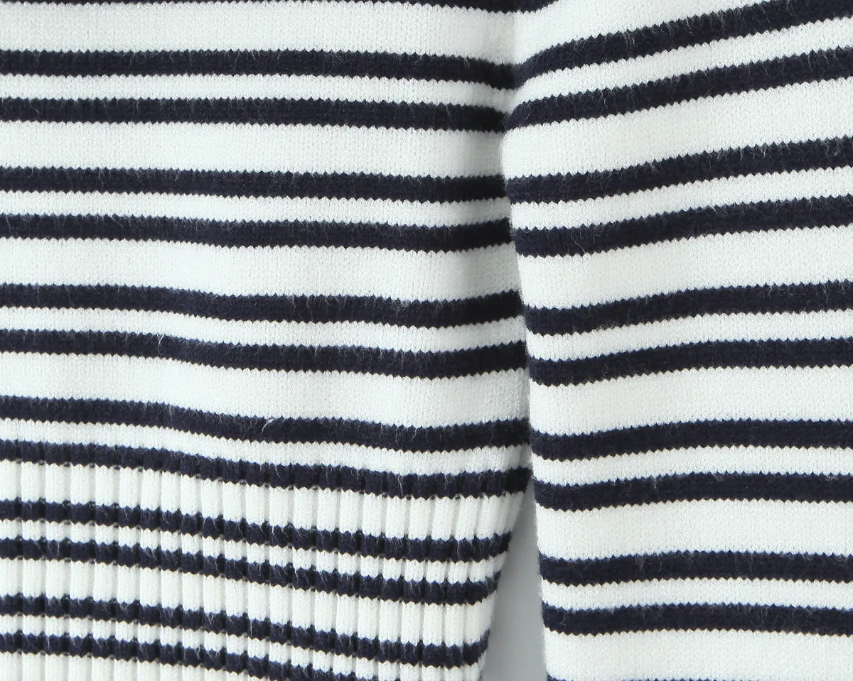 Indigo Striped Zipper Knitted Hoodie Pants Women's Fashion Casual Set Street Style High Street Polyester Fabric No Sleeve display picture 13