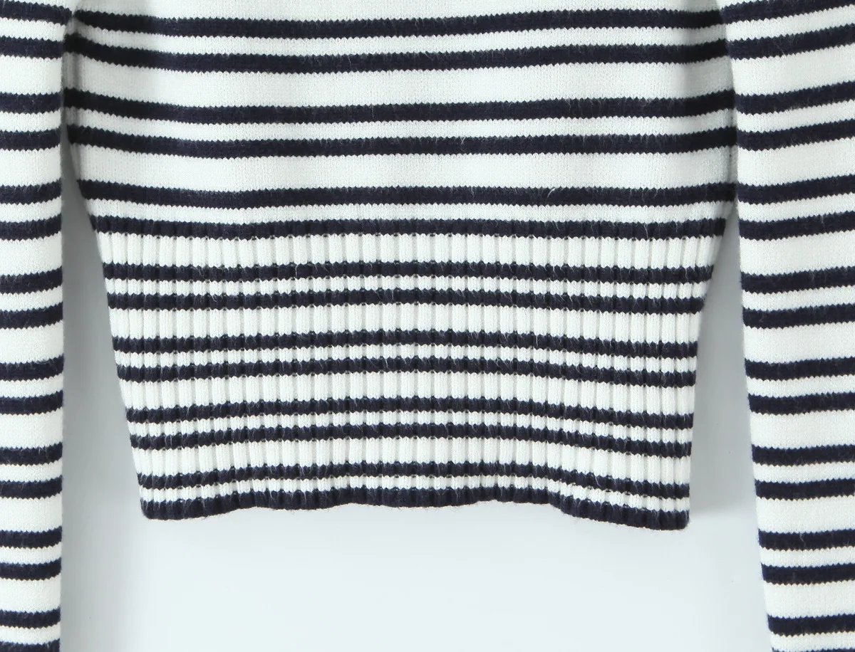 Indigo Striped Zipper Knitted Hoodie Pants Women's Fashion Casual Set Street Style High Street Polyester Fabric No Sleeve display picture 14