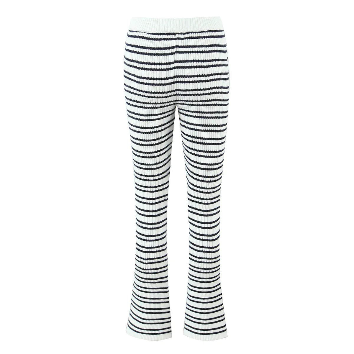 Indigo Striped Zipper Knitted Hoodie Pants Women's Fashion Casual Set Street Style High Street Polyester Fabric No Sleeve display picture 16