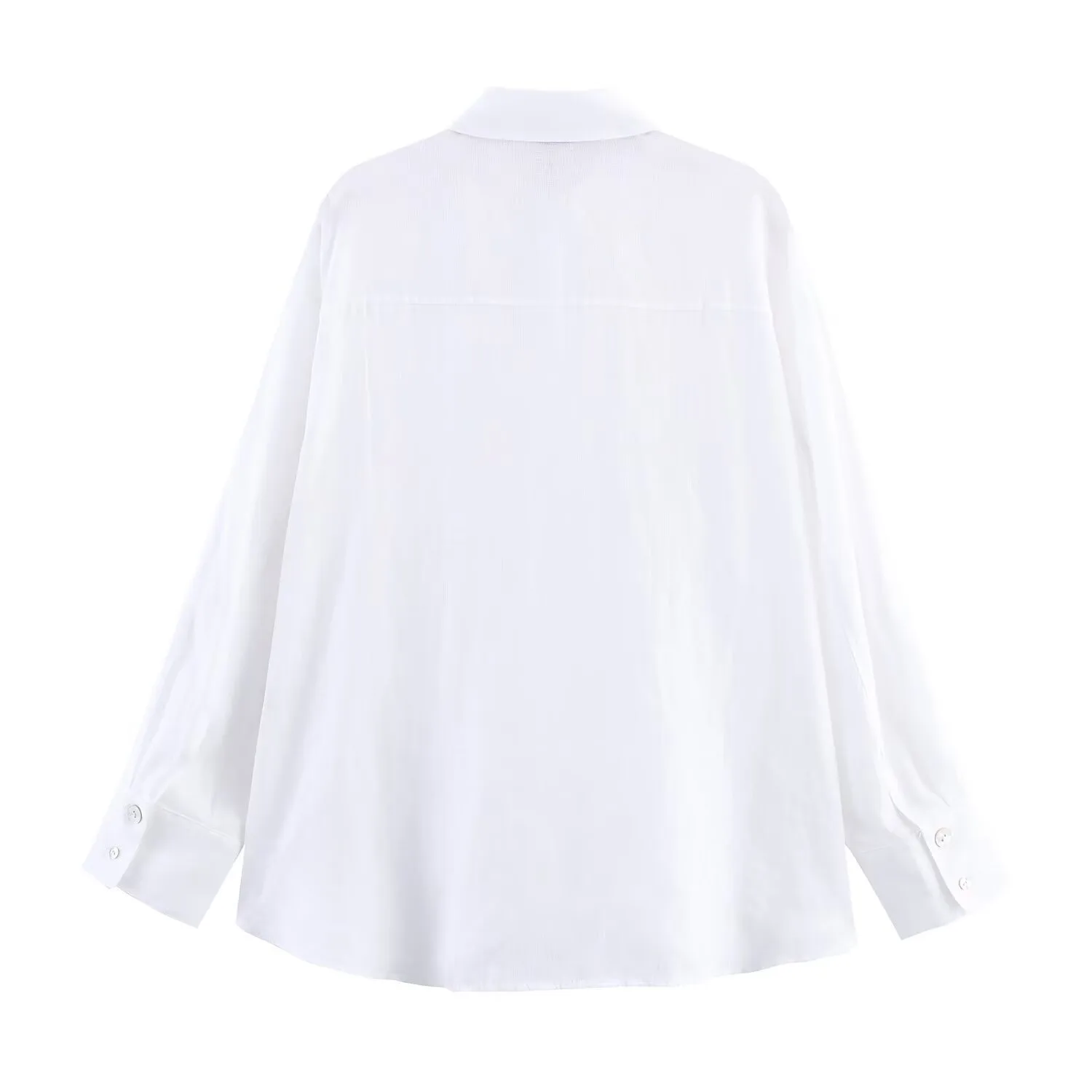 Elegant Pure Color Button Decorated Patchwork Linen Shirt  Women's Fashion Trendy Long Sleeve Shirt display picture 3