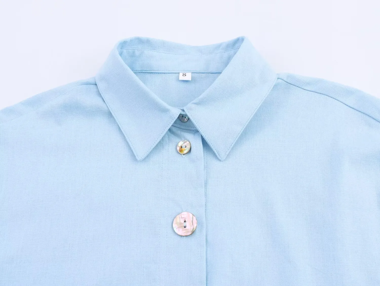 Elegant Pure Color Button Decorated Patchwork Linen Shirt  Women's Fashion Trendy Long Sleeve Shirt display picture 6