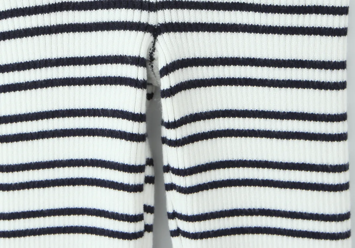 Indigo Striped Zipper Knitted Hoodie Pants Women's Fashion Casual Set Street Style High Street Polyester Fabric No Sleeve display picture 20