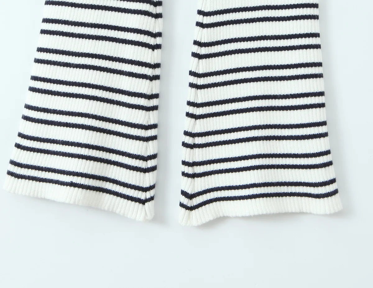 Indigo Striped Zipper Knitted Hoodie Pants Women's Fashion Casual Set Street Style High Street Polyester Fabric No Sleeve display picture 22