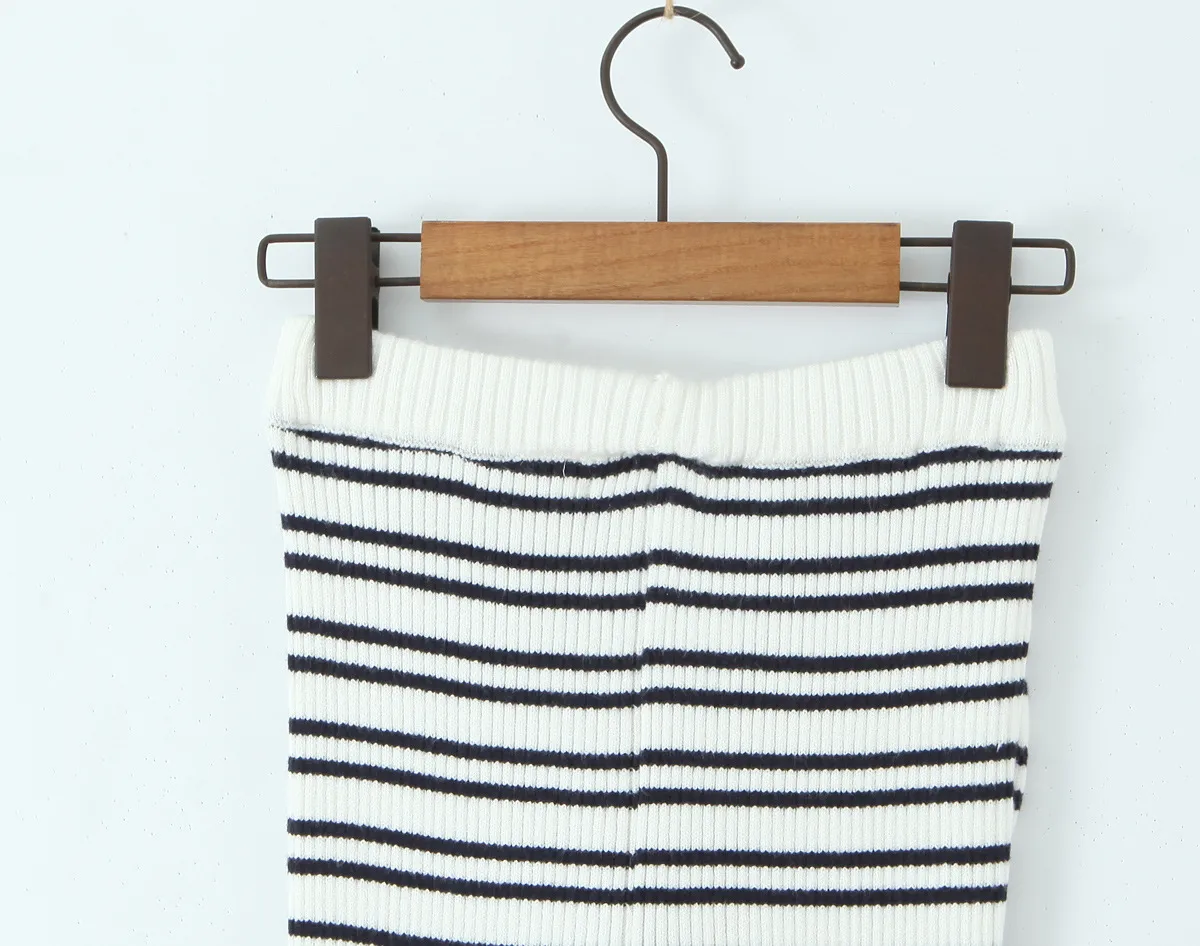 Indigo Striped Zipper Knitted Hoodie Pants Women's Fashion Casual Set Street Style High Street Polyester Fabric No Sleeve display picture 24