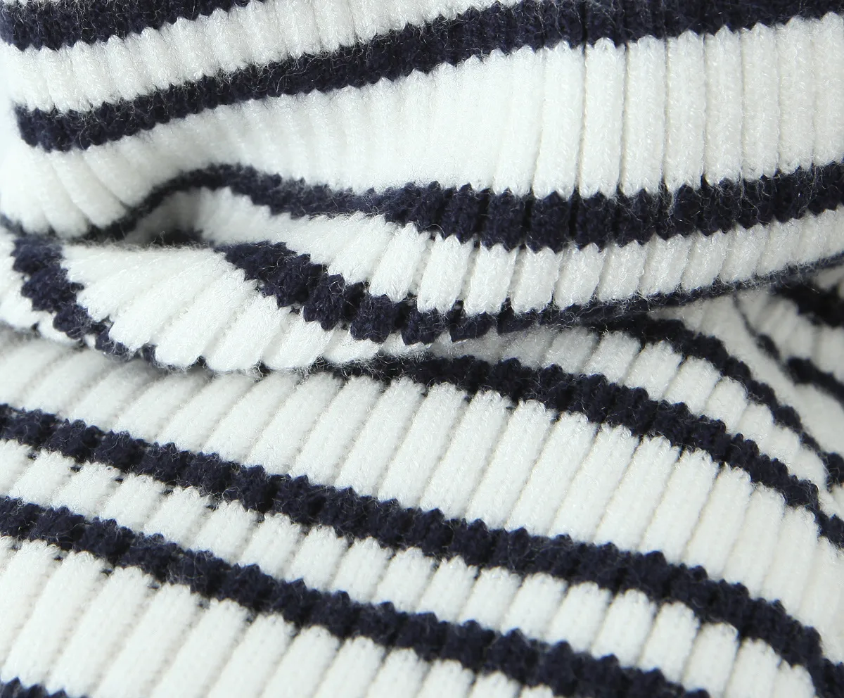 Indigo Striped Zipper Knitted Hoodie Pants Women's Fashion Casual Set Street Style High Street Polyester Fabric No Sleeve display picture 26