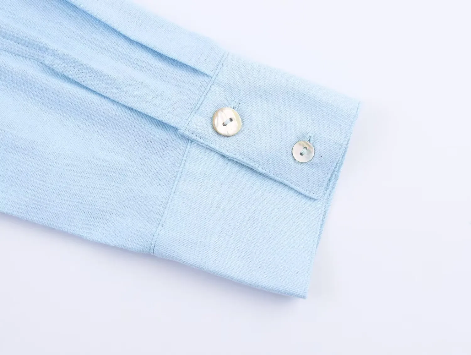 Elegant Pure Color Button Decorated Patchwork Linen Shirt  Women's Fashion Trendy Long Sleeve Shirt display picture 15