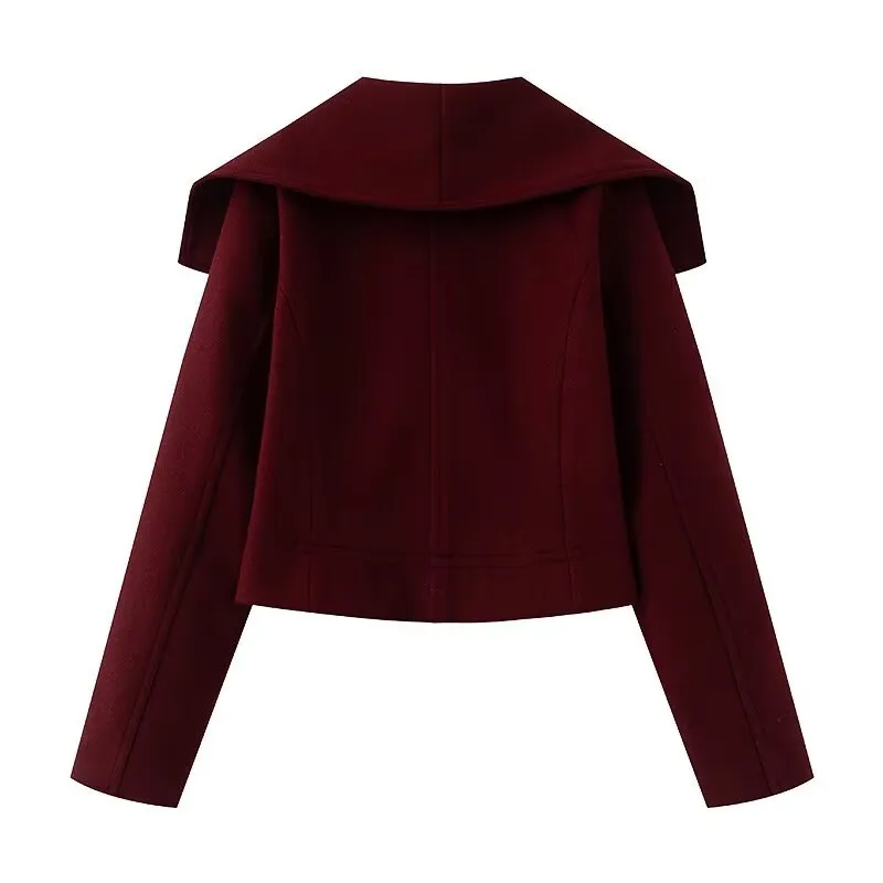 Fashionable Wool Blend Women's Jacket Outerwear  Style Long Sleeve Loose Fit Fresh Sweet College Style display picture 5