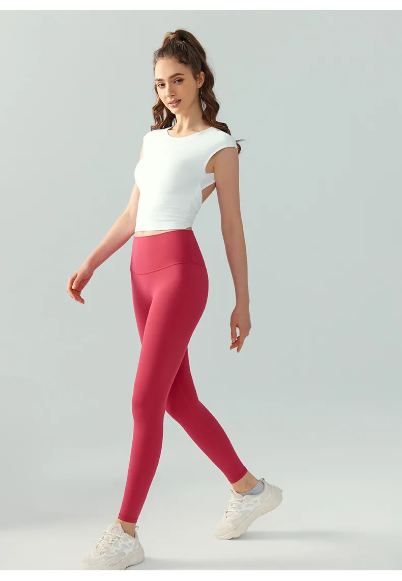 Spring Summer Yoga Short Sleeve Women's Fixed Chest Pad Sexy Backless Short Sport T-Shirt Waist Shaping Slimming Fitness Vest display picture 13