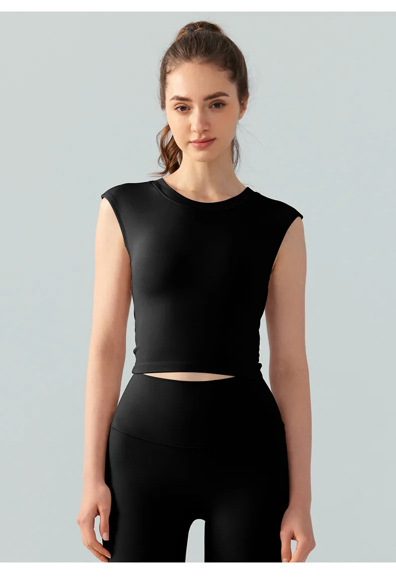 Spring Summer Yoga Short Sleeve Women's Fixed Chest Pad Sexy Backless Short Sport T-Shirt Waist Shaping Slimming Fitness Vest display picture 16