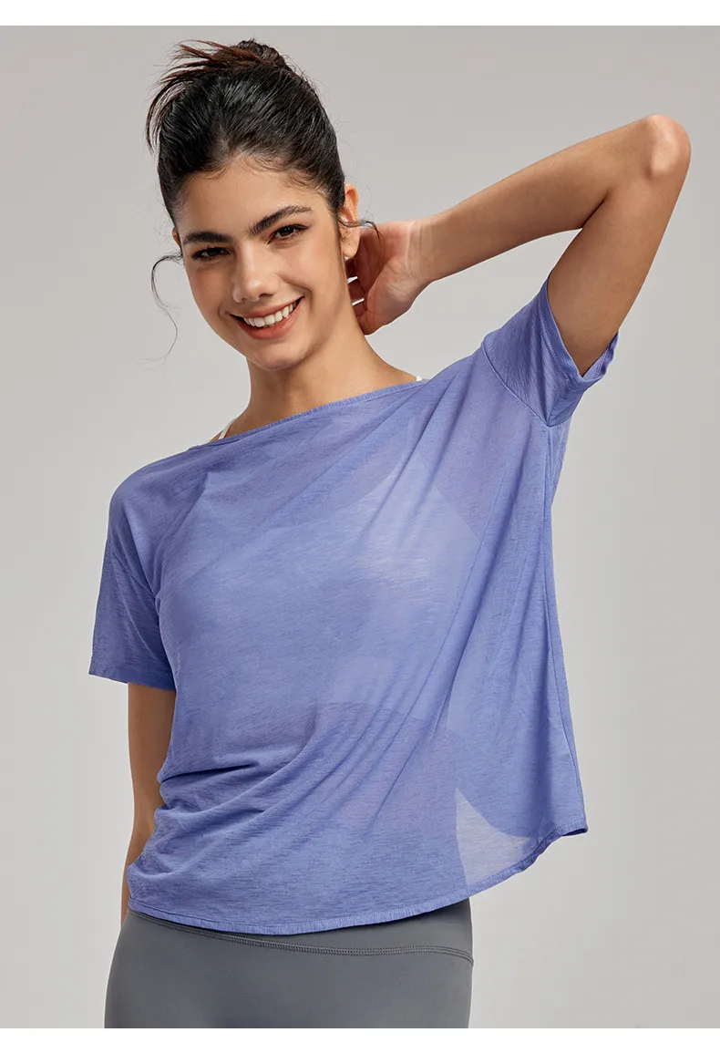 Sporty Thin Drapey Yoga Top Women's Summer Sleeveless Fitness Shirt Sexy Back Cover Up Gymnasium Tunic Pure Color Outdoor Wear display picture 4
