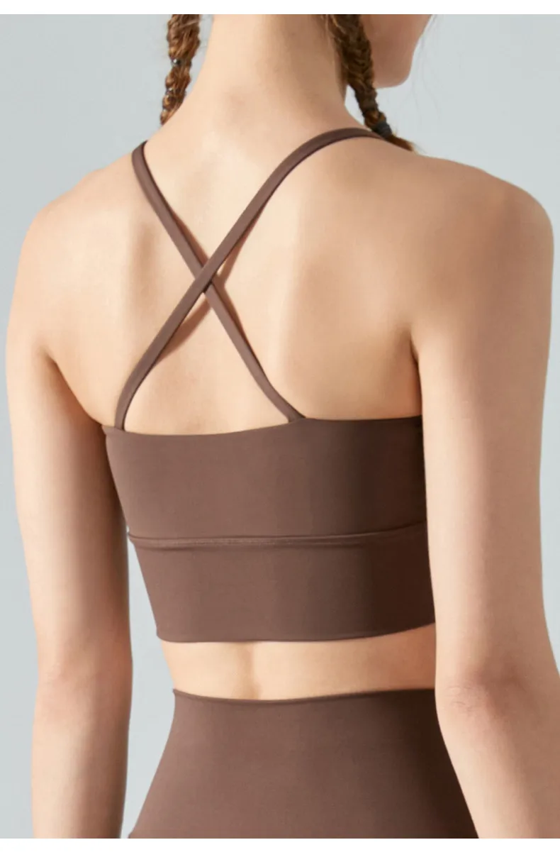 Fitness Yoga Sports Bra Top Women's Sleeveless Vest With Chest Pad Gym Workout Exercise Sports Bra Tank Top Before Collar Fold display picture 15