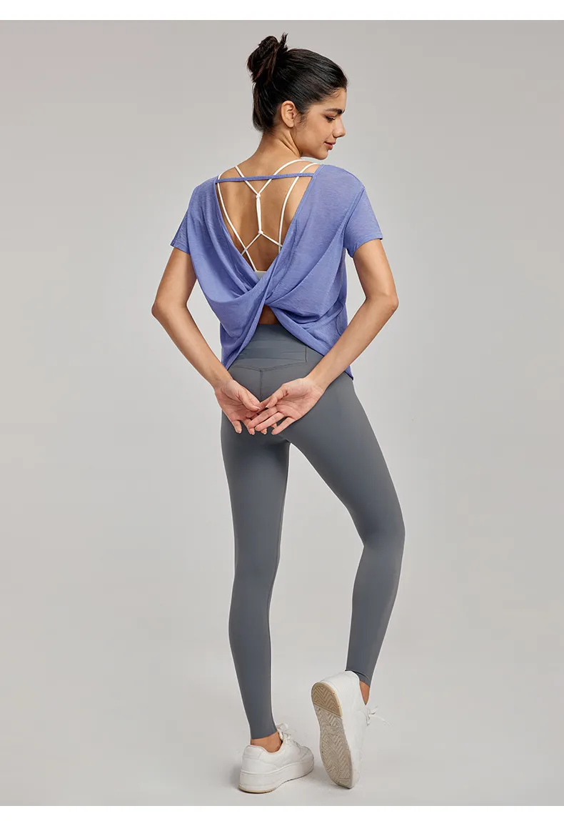 Sporty Thin Drapey Yoga Top Women's Summer Sleeveless Fitness Shirt Sexy Back Cover Up Gymnasium Tunic Pure Color Outdoor Wear display picture 6