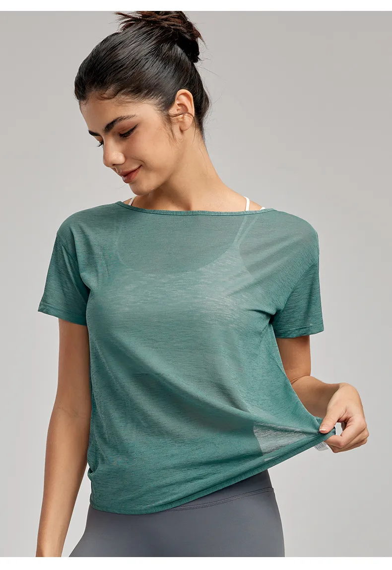 Sporty Thin Drapey Yoga Top Women's Summer Sleeveless Fitness Shirt Sexy Back Cover Up Gymnasium Tunic Pure Color Outdoor Wear display picture 7