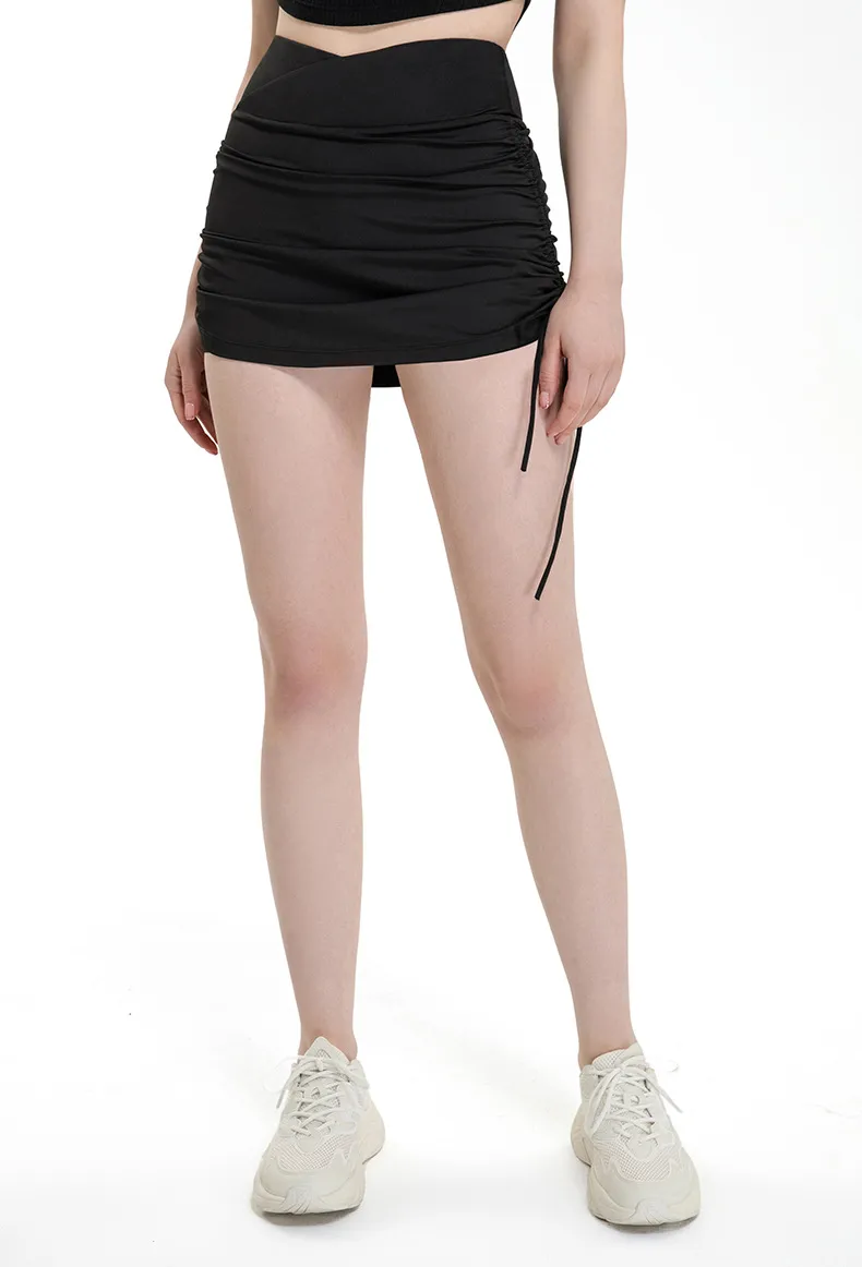 High Waist Drawstring Sports Mini Skirt Women Running Anti-Light Yoga Shorts Netball Entertainment Fitness Tennis Skirts display picture 15