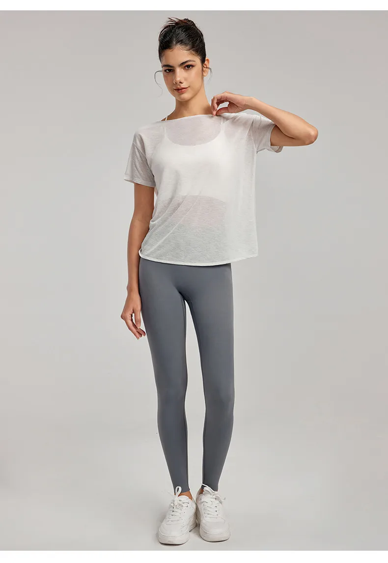 Sporty Thin Drapey Yoga Top Women's Summer Sleeveless Fitness Shirt Sexy Back Cover Up Gymnasium Tunic Pure Color Outdoor Wear display picture 11