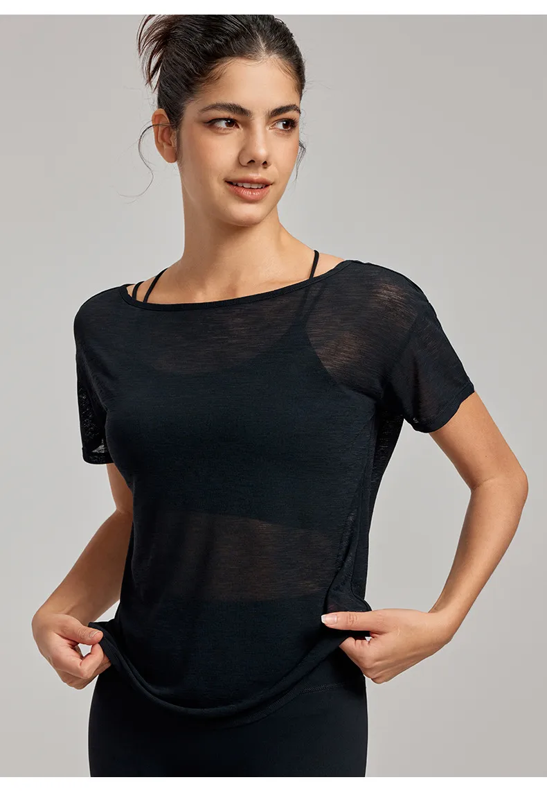 Sporty Thin Drapey Yoga Top Women's Summer Sleeveless Fitness Shirt Sexy Back Cover Up Gymnasium Tunic Pure Color Outdoor Wear display picture 13