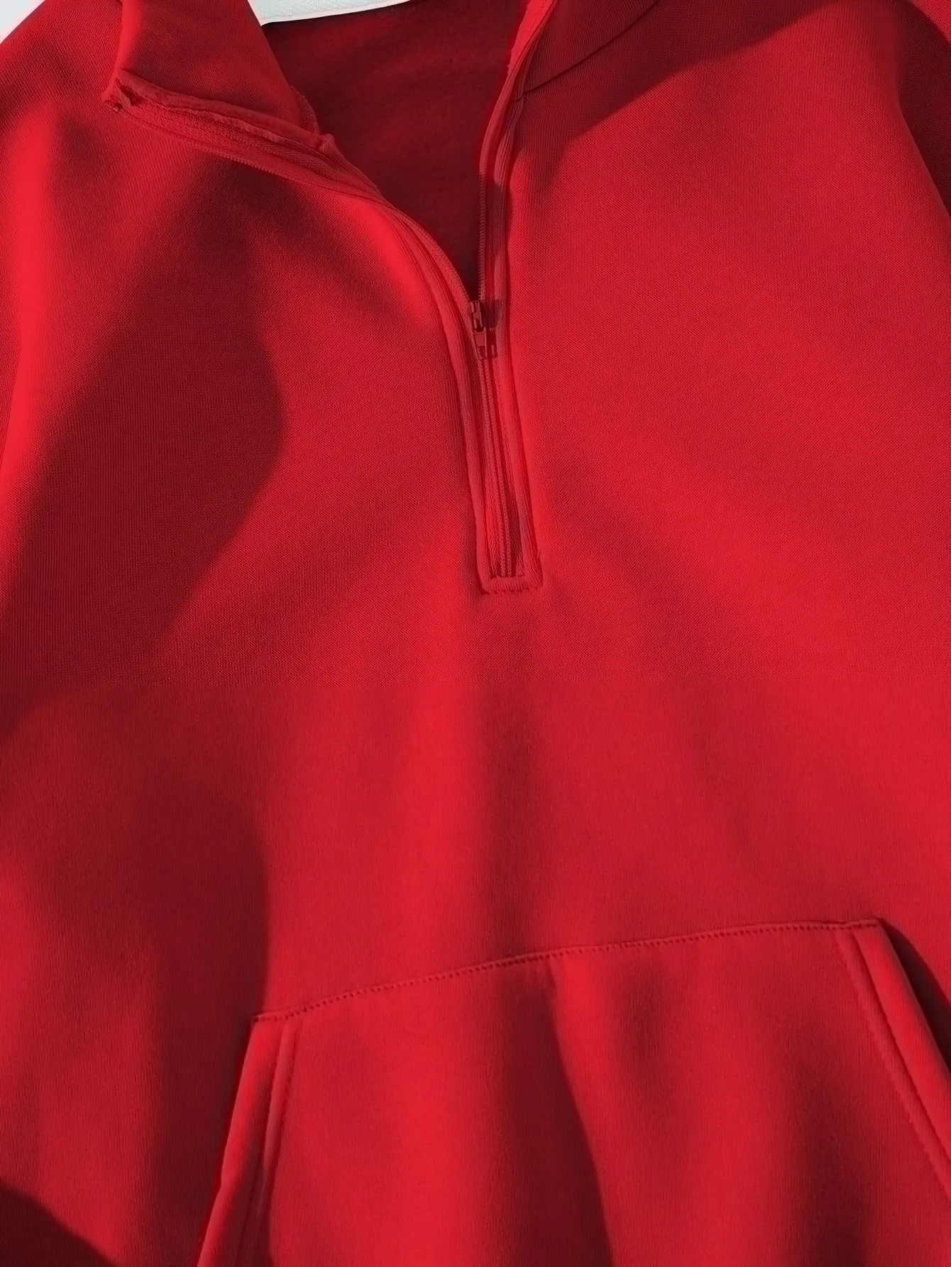 Casual Fashion Zipper Neck Sweatshirt Red Women's Long Sleeve Polyester Fabric Round Neck Winter And Autumn Season Regular Fit display picture 3