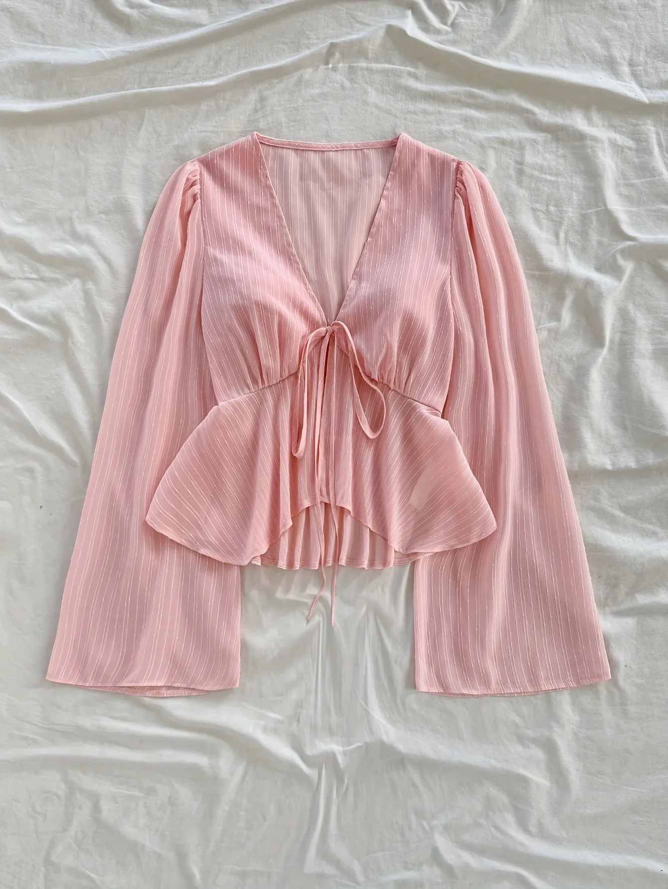 Fashionable Ladies Solid Color Versatile Top Women's Polyester Fabric Long Sleeve V-neck Autumn Winter Classic Style Shirt display picture 4