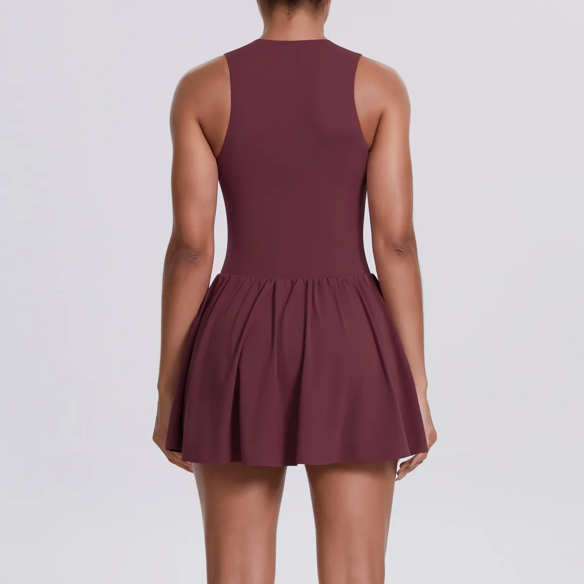 New Women's Outdoor Stand Collar Dress Running Anti-Light Base Skirt Tennis Skirt Yoga Wear Short Pure Color Fitness Running Special Use Nylon Fabric display picture 69