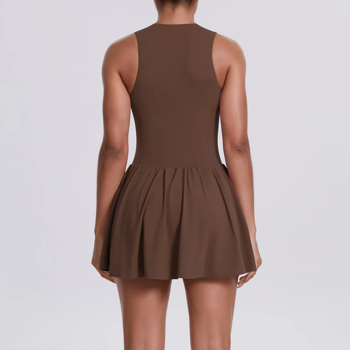 New Women's Outdoor Stand Collar Dress Running Anti-Light Base Skirt Tennis Skirt Yoga Wear Short Pure Color Fitness Running Special Use Nylon Fabric display picture 5