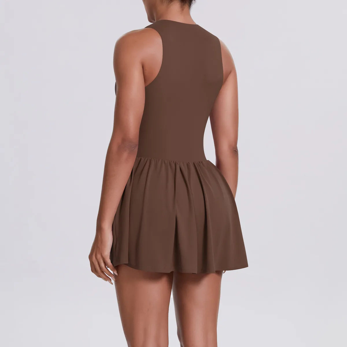 New Women's Outdoor Stand Collar Dress Running Anti-Light Base Skirt Tennis Skirt Yoga Wear Short Pure Color Fitness Running Special Use Nylon Fabric display picture 6