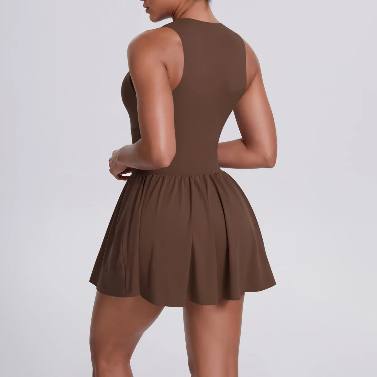 New Women's Outdoor Stand Collar Dress Running Anti-Light Base Skirt Tennis Skirt Yoga Wear Short Pure Color Fitness Running Special Use Nylon Fabric display picture 8