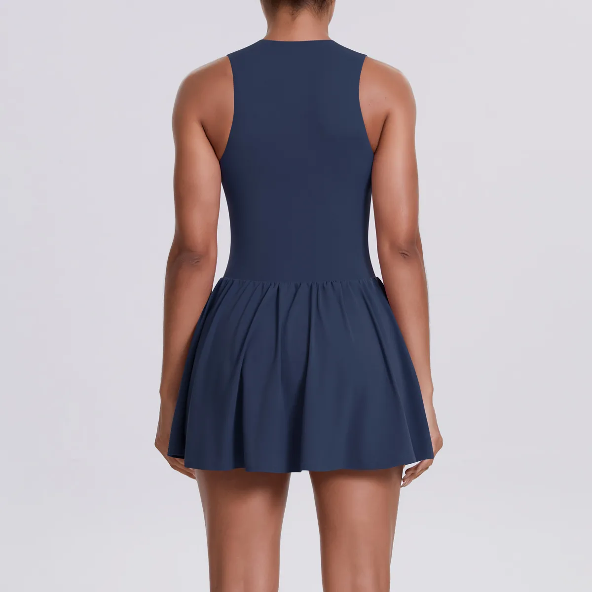 New Women's Outdoor Stand Collar Dress Running Anti-Light Base Skirt Tennis Skirt Yoga Wear Short Pure Color Fitness Running Special Use Nylon Fabric display picture 21
