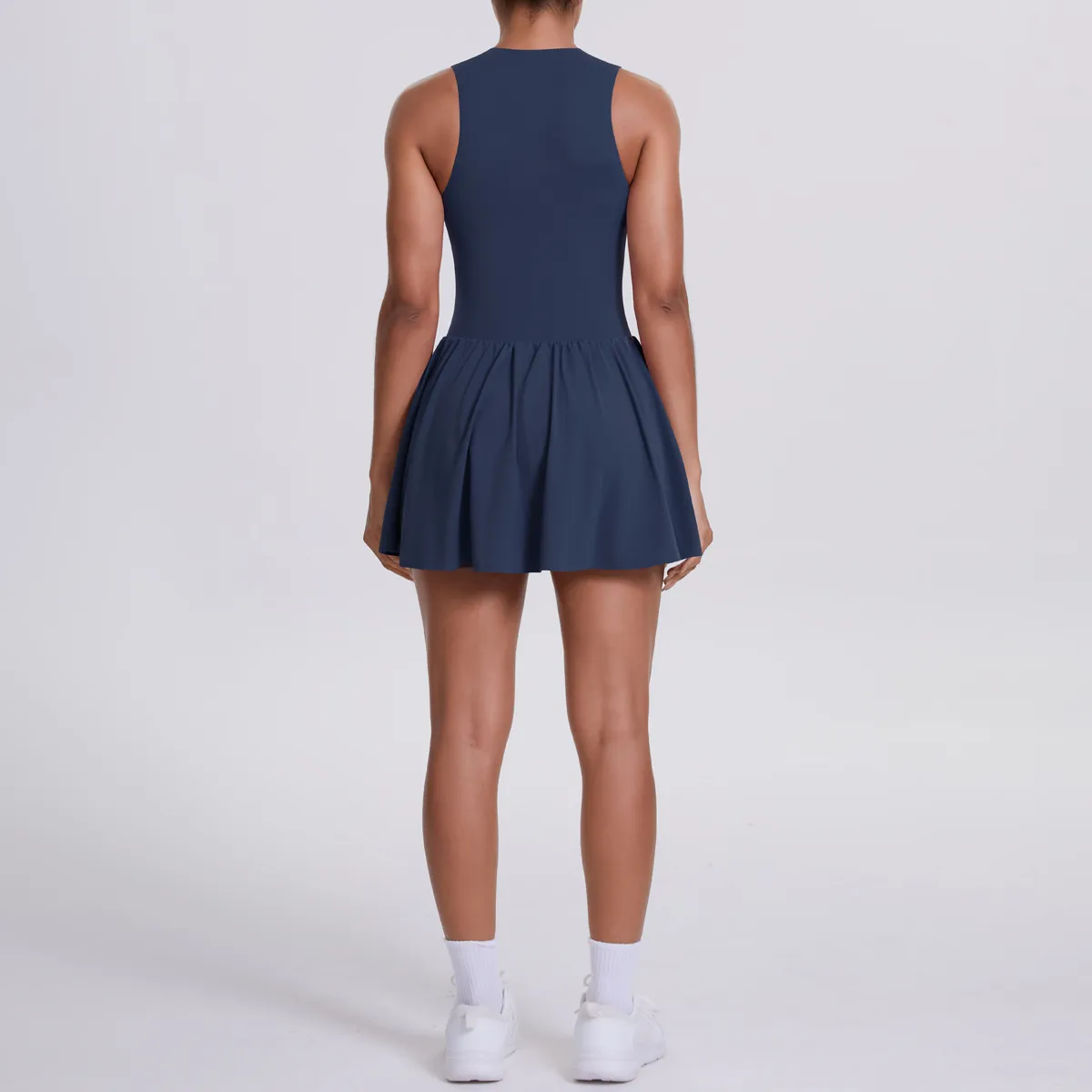 New Women's Outdoor Stand Collar Dress Running Anti-Light Base Skirt Tennis Skirt Yoga Wear Short Pure Color Fitness Running Special Use Nylon Fabric display picture 34
