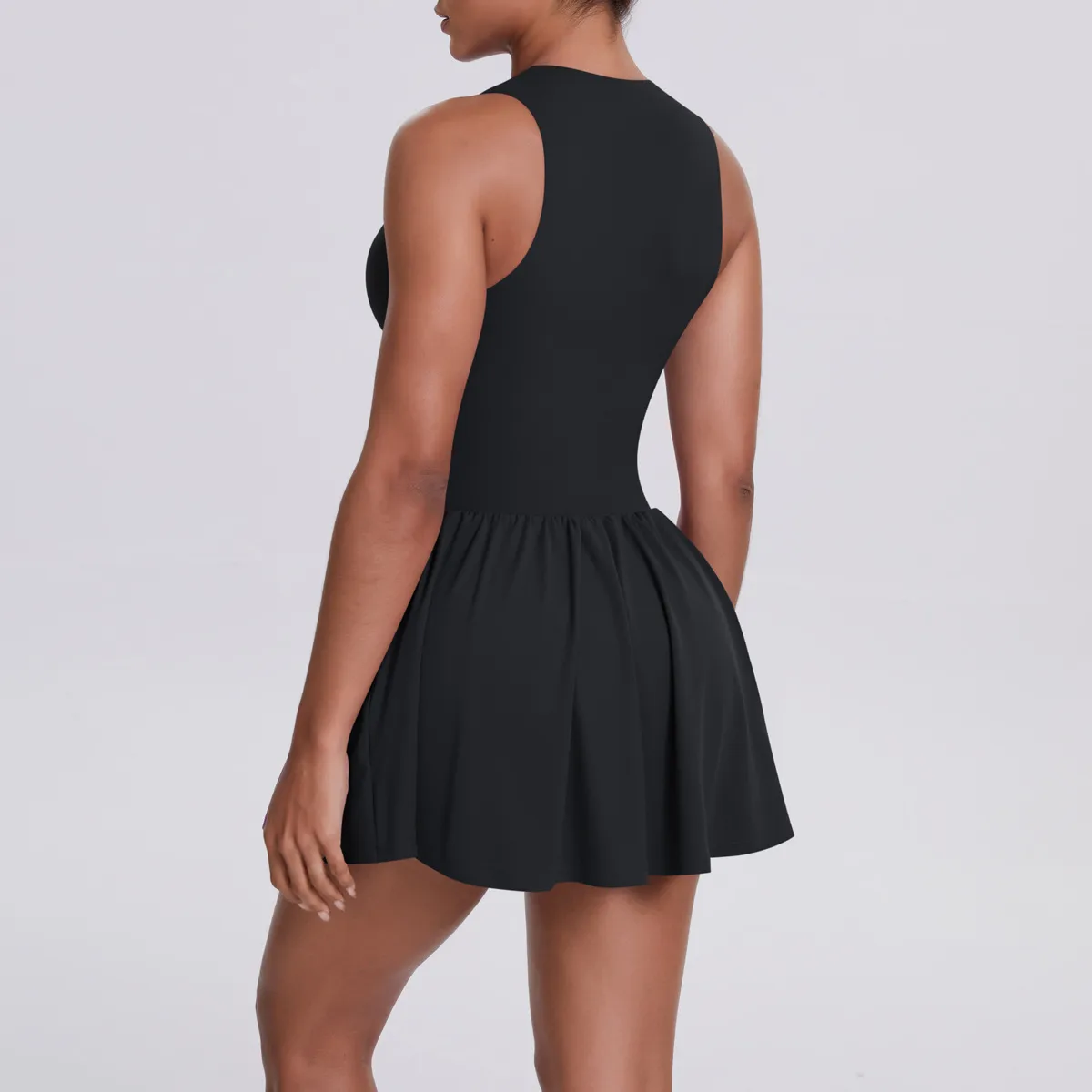 New Women's Outdoor Stand Collar Dress Running Anti-Light Base Skirt Tennis Skirt Yoga Wear Short Pure Color Fitness Running Special Use Nylon Fabric display picture 38