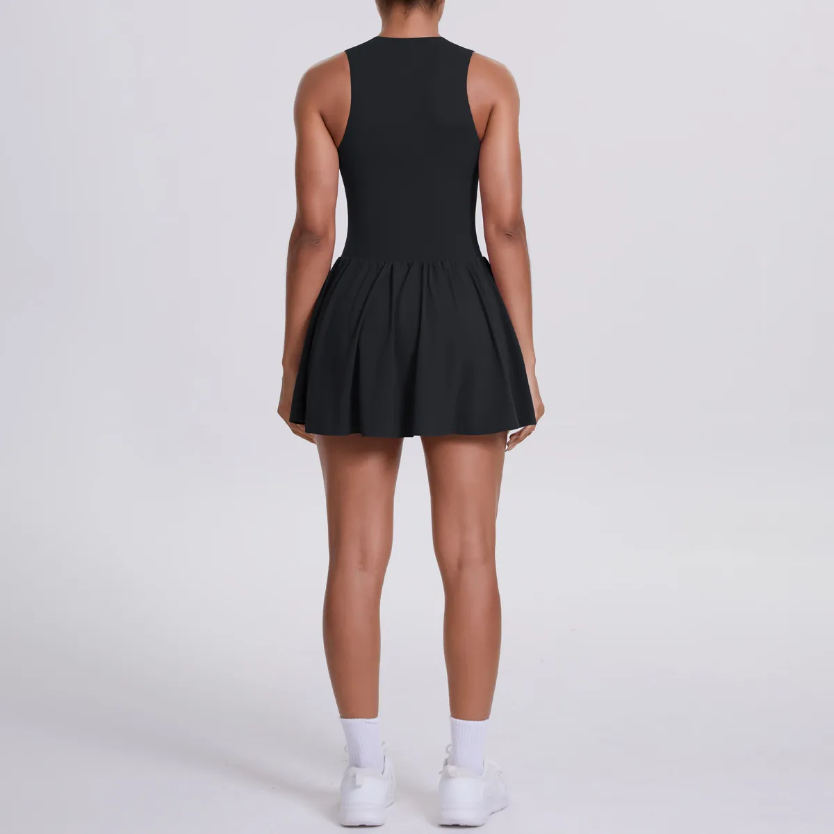 New Women's Outdoor Stand Collar Dress Running Anti-Light Base Skirt Tennis Skirt Yoga Wear Short Pure Color Fitness Running Special Use Nylon Fabric display picture 46