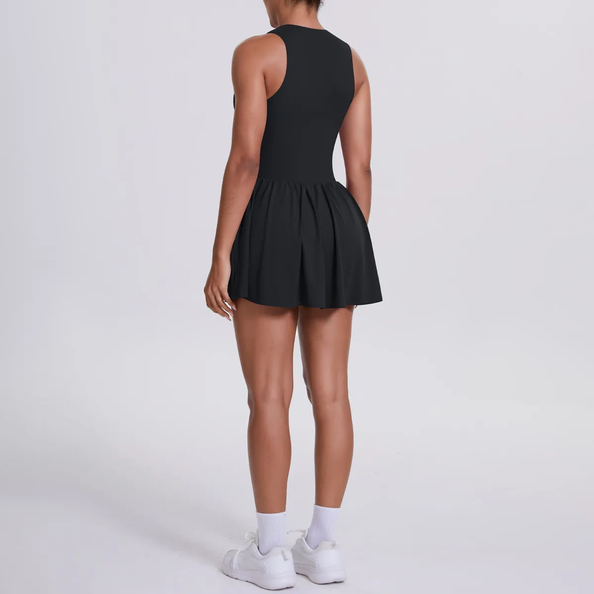 New Women's Outdoor Stand Collar Dress Running Anti-Light Base Skirt Tennis Skirt Yoga Wear Short Pure Color Fitness Running Special Use Nylon Fabric display picture 47