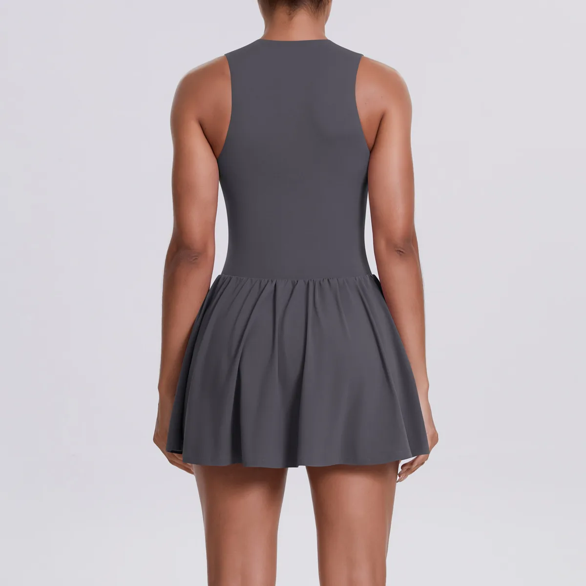 New Women's Outdoor Stand Collar Dress Running Anti-Light Base Skirt Tennis Skirt Yoga Wear Short Pure Color Fitness Running Special Use Nylon Fabric display picture 54