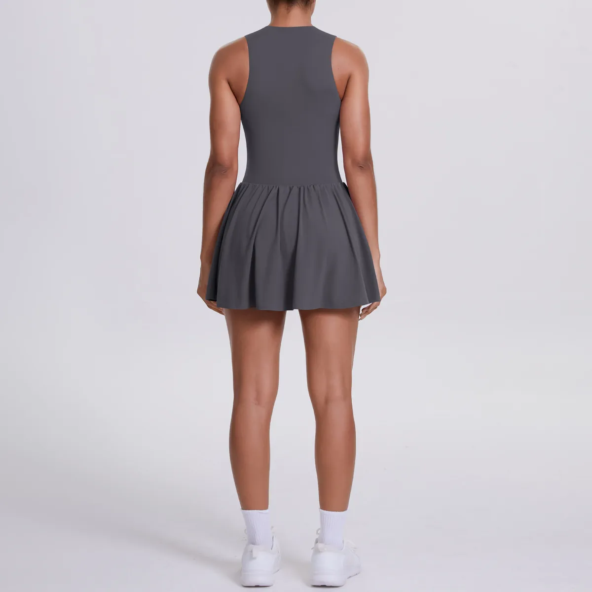 New Women's Outdoor Stand Collar Dress Running Anti-Light Base Skirt Tennis Skirt Yoga Wear Short Pure Color Fitness Running Special Use Nylon Fabric display picture 63
