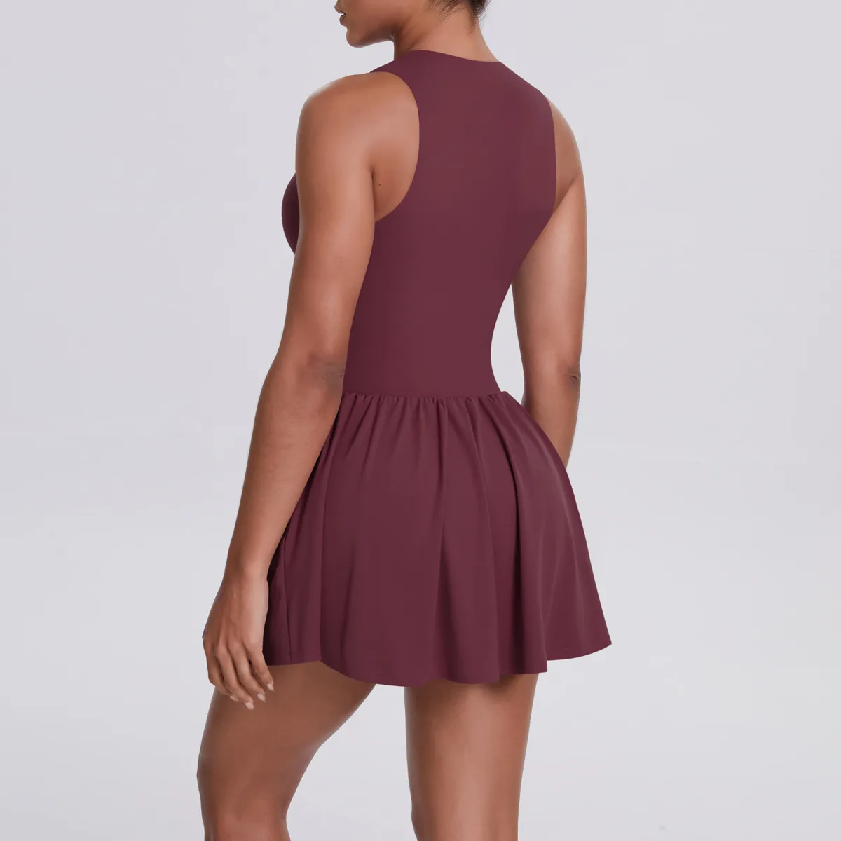 New Women's Outdoor Stand Collar Dress Running Anti-Light Base Skirt Tennis Skirt Yoga Wear Short Pure Color Fitness Running Special Use Nylon Fabric display picture 70