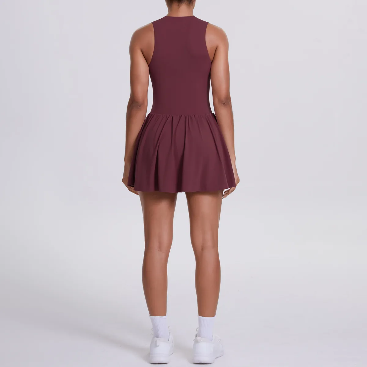 New Women's Outdoor Stand Collar Dress Running Anti-Light Base Skirt Tennis Skirt Yoga Wear Short Pure Color Fitness Running Special Use Nylon Fabric display picture 82