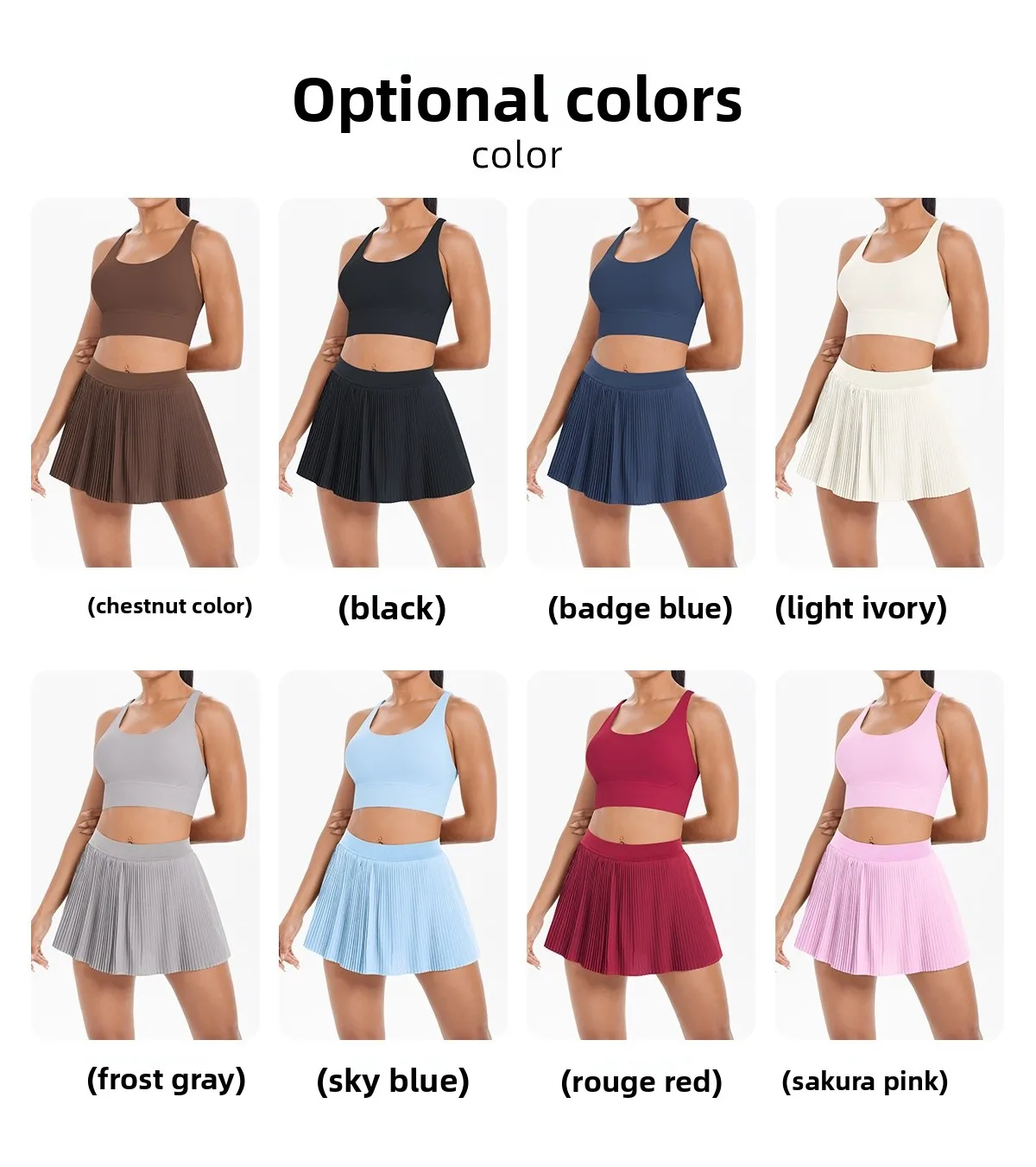Cross Back Mini Skirt Set Running Fitness Training Yoga Clothes Pure Color Brushed Tight Two Piece Set For Sports And Fitness display picture 1