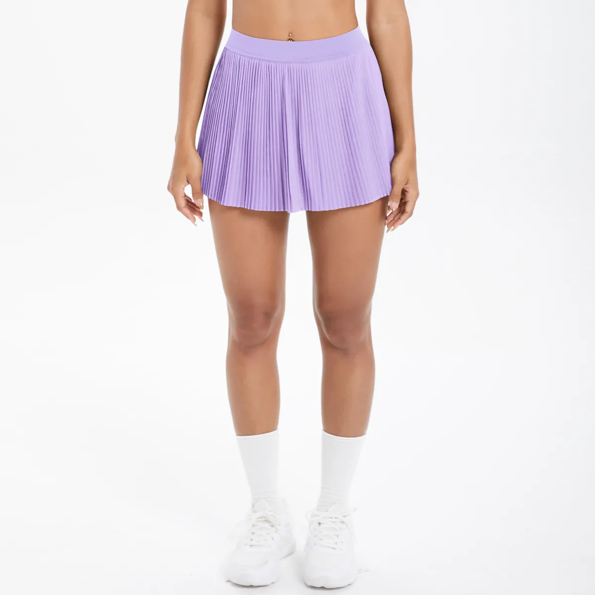 Sporty Women's Yoga Shorts Skirt High Waist Pleated Pocketed Two-Piece Set Running Fitness Versatile Nylon Spandex Outfit display picture 59